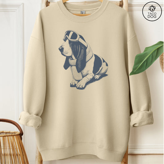 Basset Hound Winter Sport Sweatshirt Sand Taco-Dog