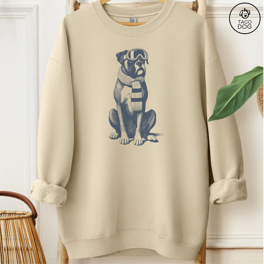 Boxer Dog Winter Sport Sweatshirt Sand Taco-Dog