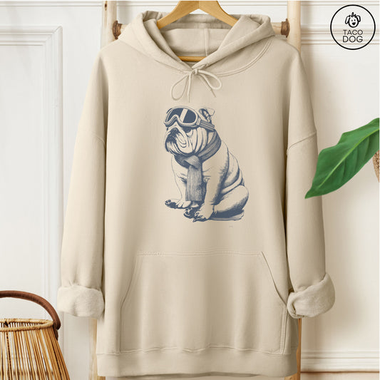 English Bulldog Winter Sport Hoodie Sand Taco-Dog