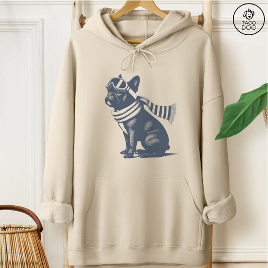 French Bulldog Frenchie Winter Sport Hoodie Sand Taco-Dog