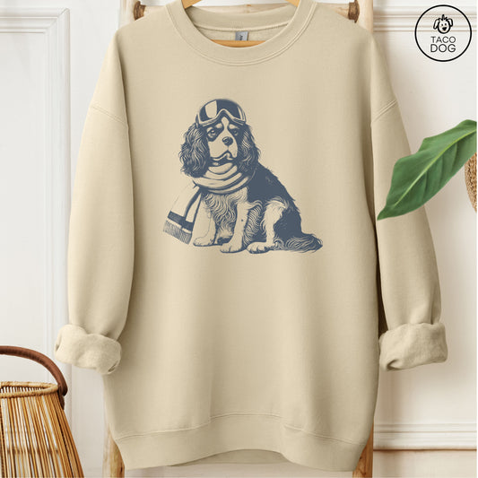 Cavalier King Charles Spaniel Winter Sport Sweatshirt Sand Taco-Dog