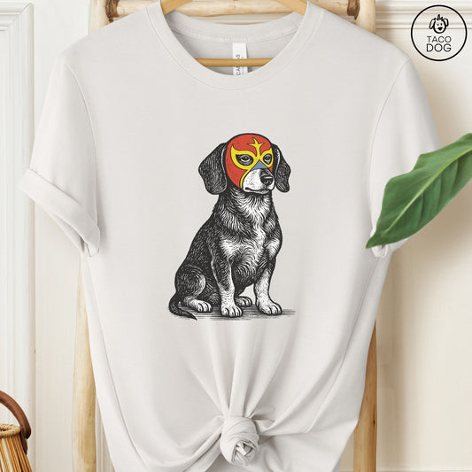 Dachshund Weenie Luchador Tee Vintage White Taco-Dog
