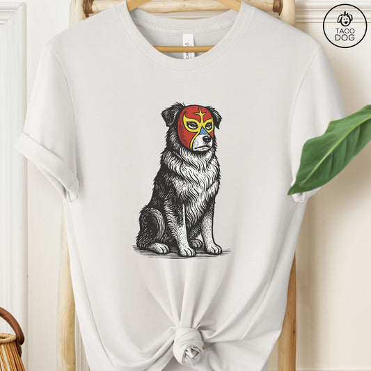 Australian Shepherd Aussie Luchador Tee Vintage White Taco-Dog