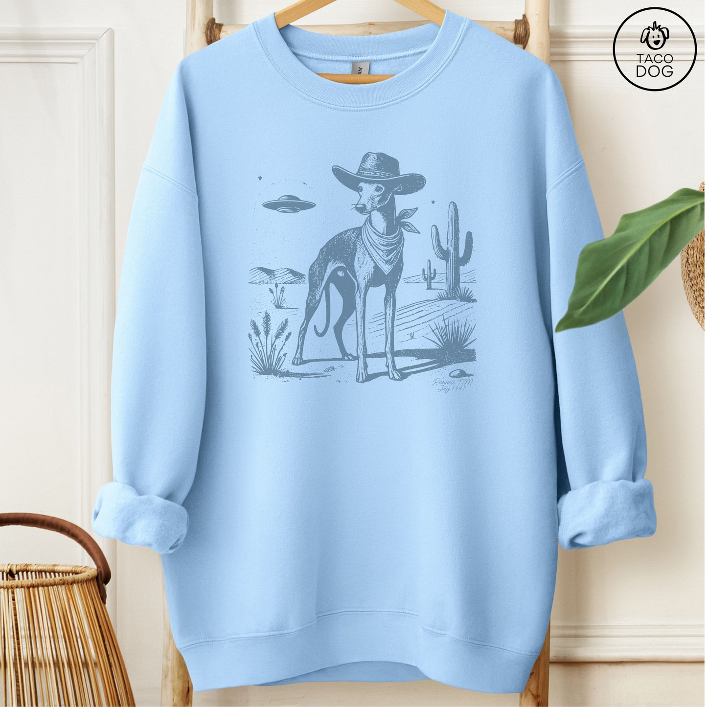 Italian Greyhound Whippet Ink Cowboy UFO Sweatshirt
