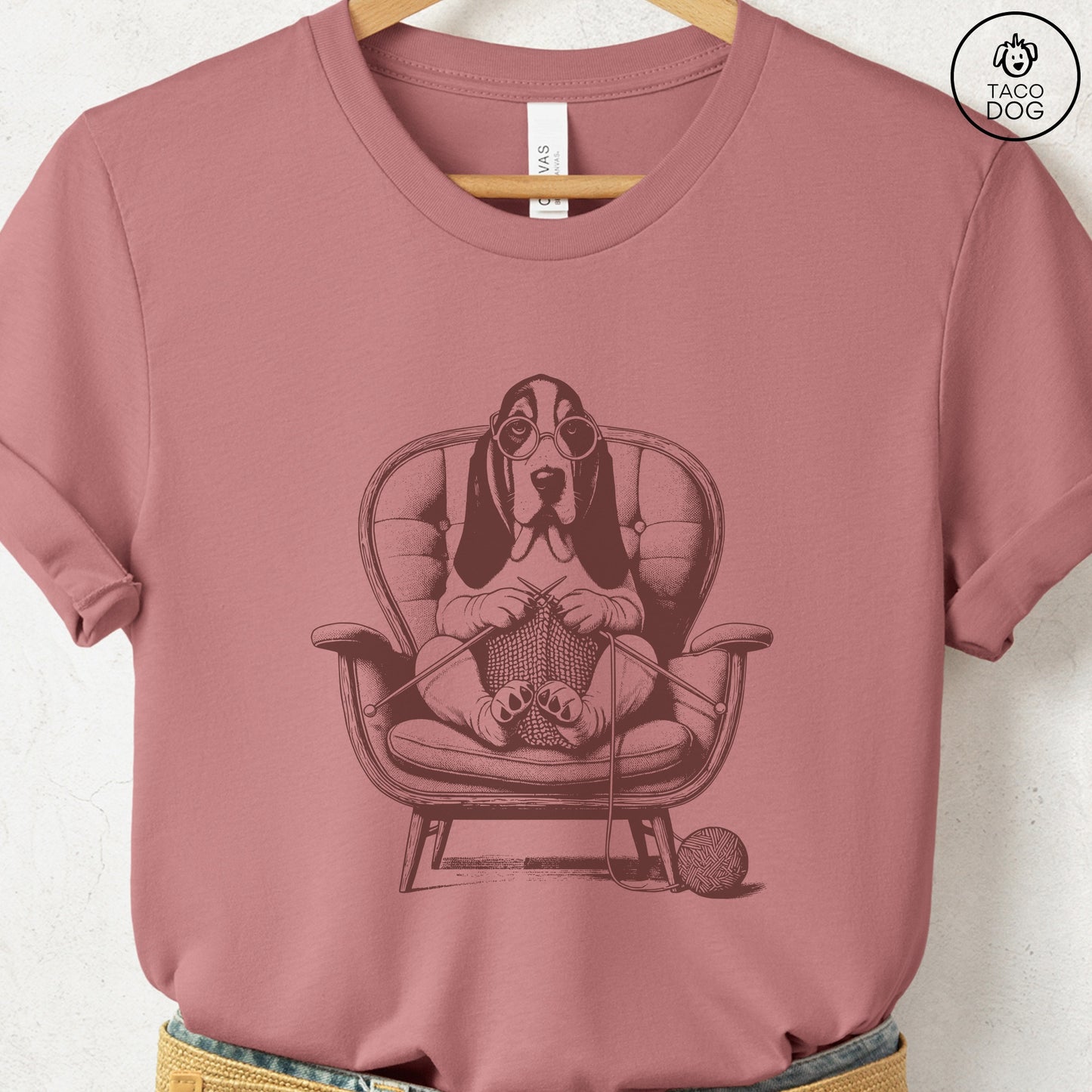 Basset Hound Knitting T-Shirt