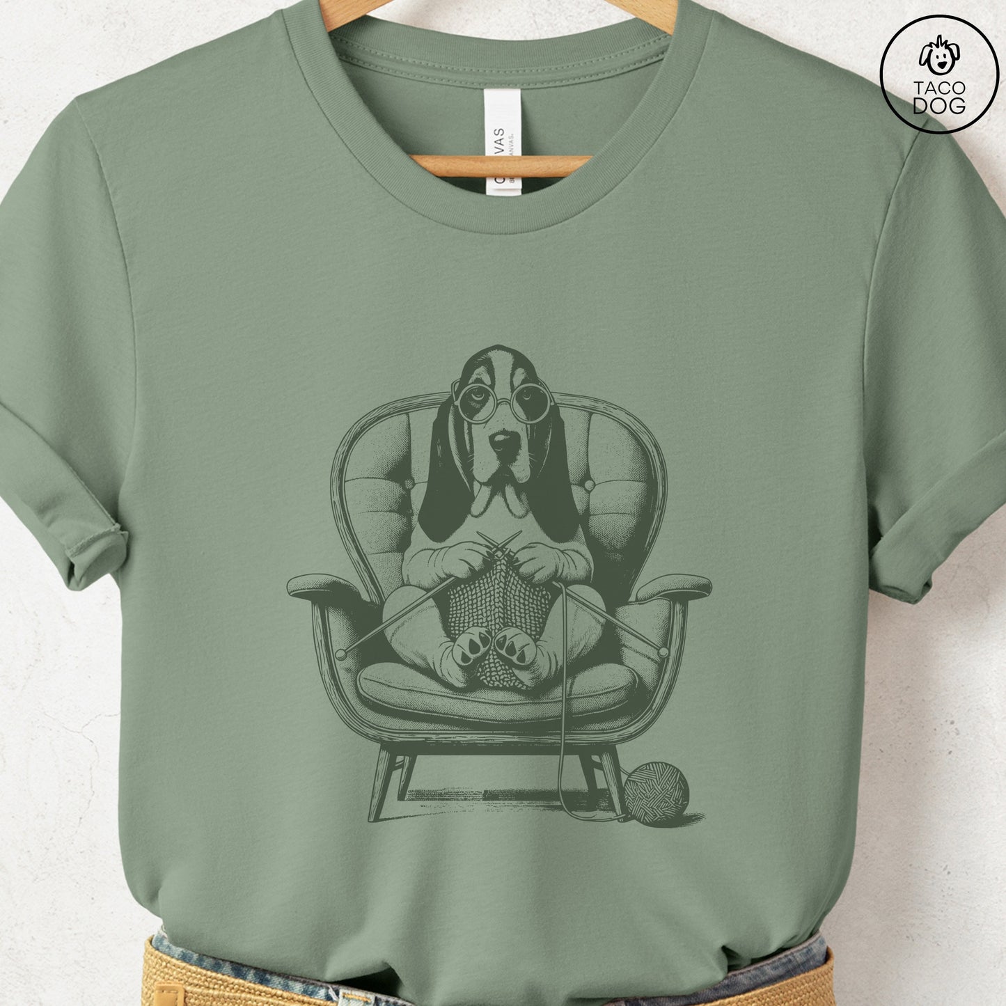 Basset Hound Knitting T-Shirt