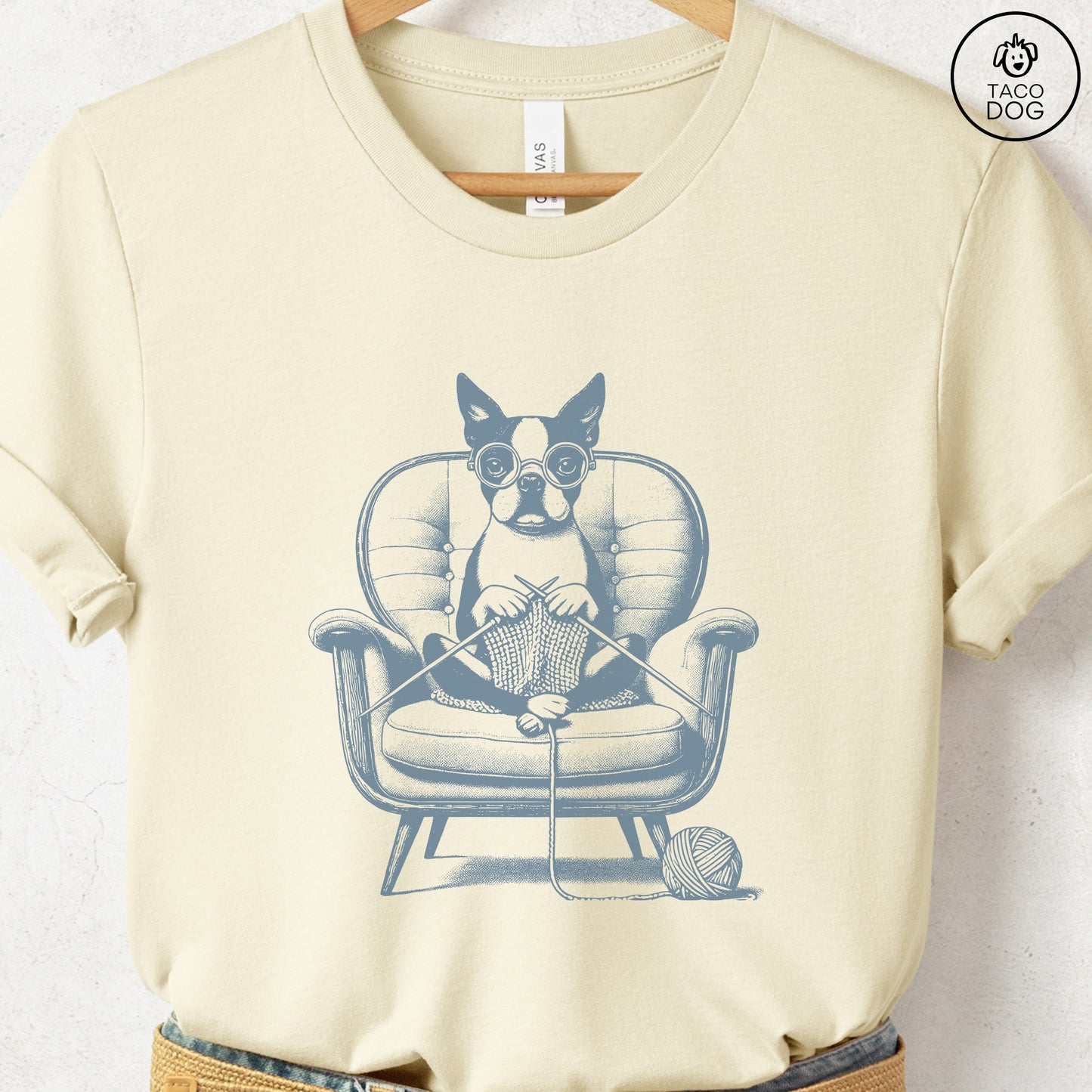 Boston Terrier Knitting T-Shirt