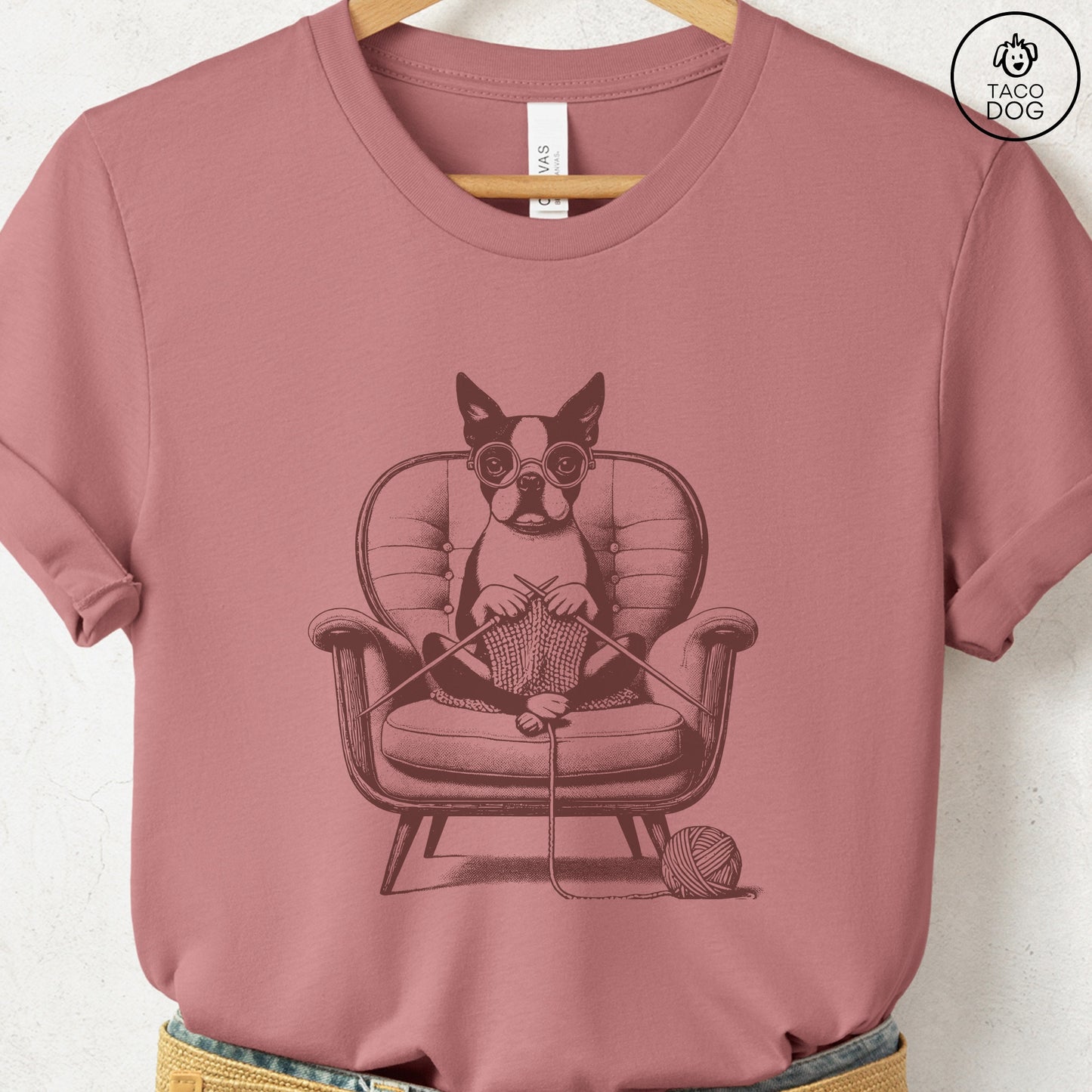 Boston Terrier Knitting T-Shirt