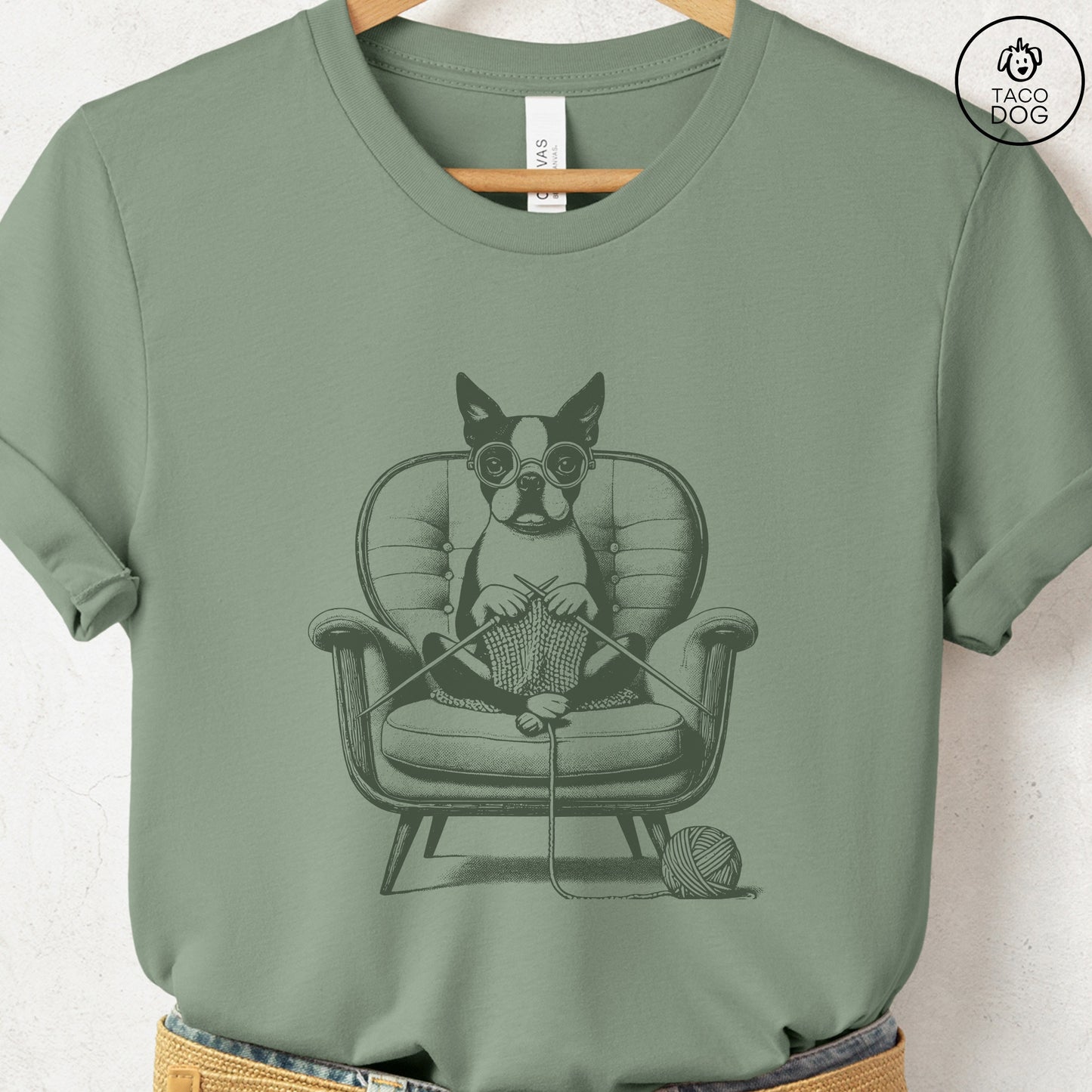 Boston Terrier Knitting T-Shirt