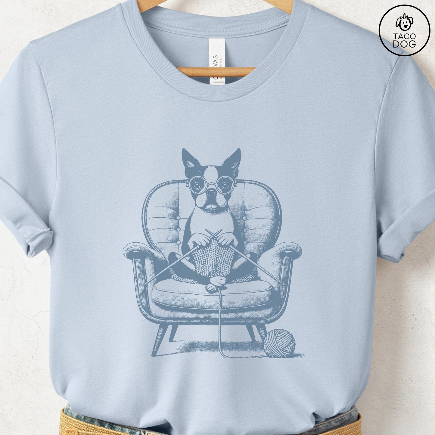 Boston Terrier Knitting T-Shirt
