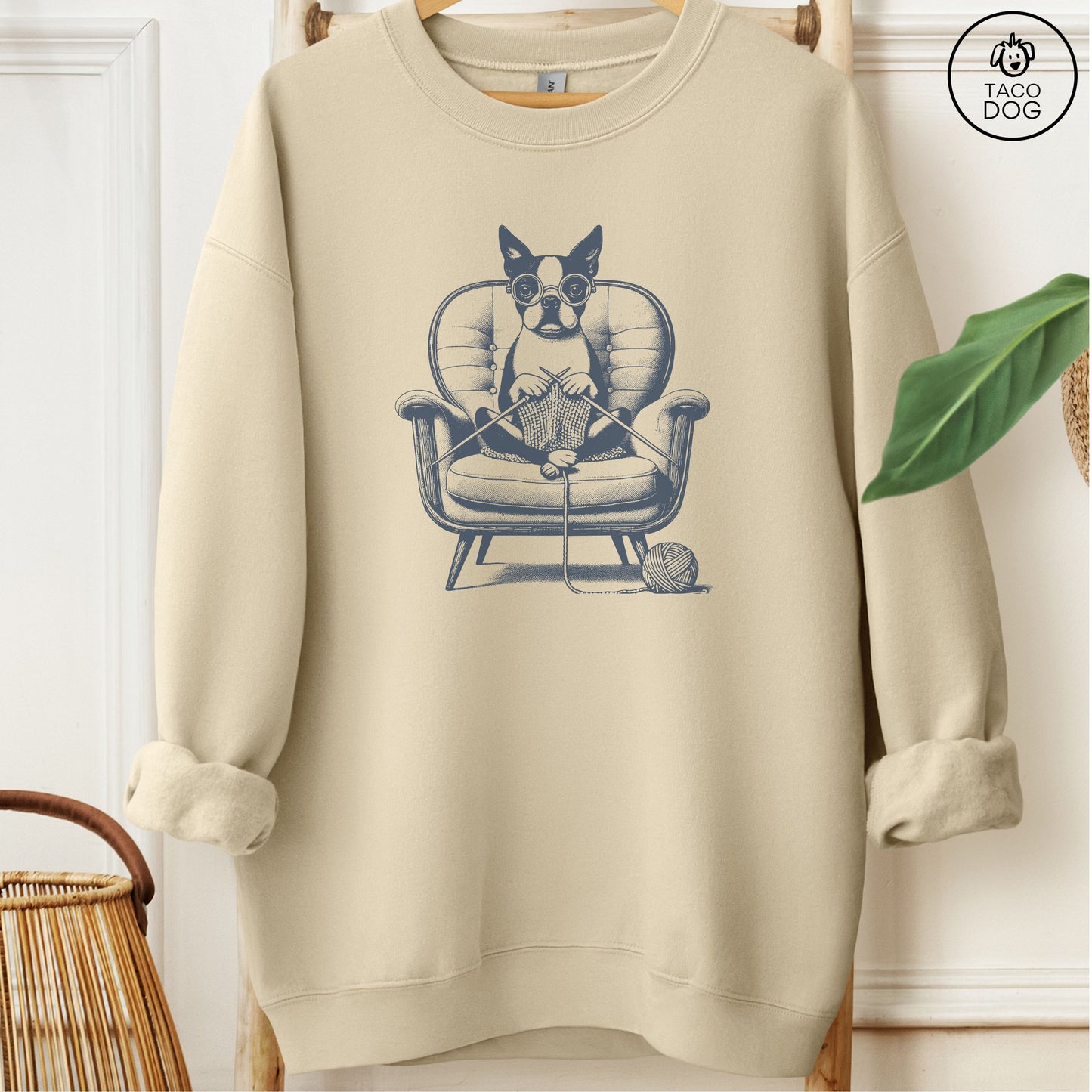 Boston Terrier Knitting Sweatshirt