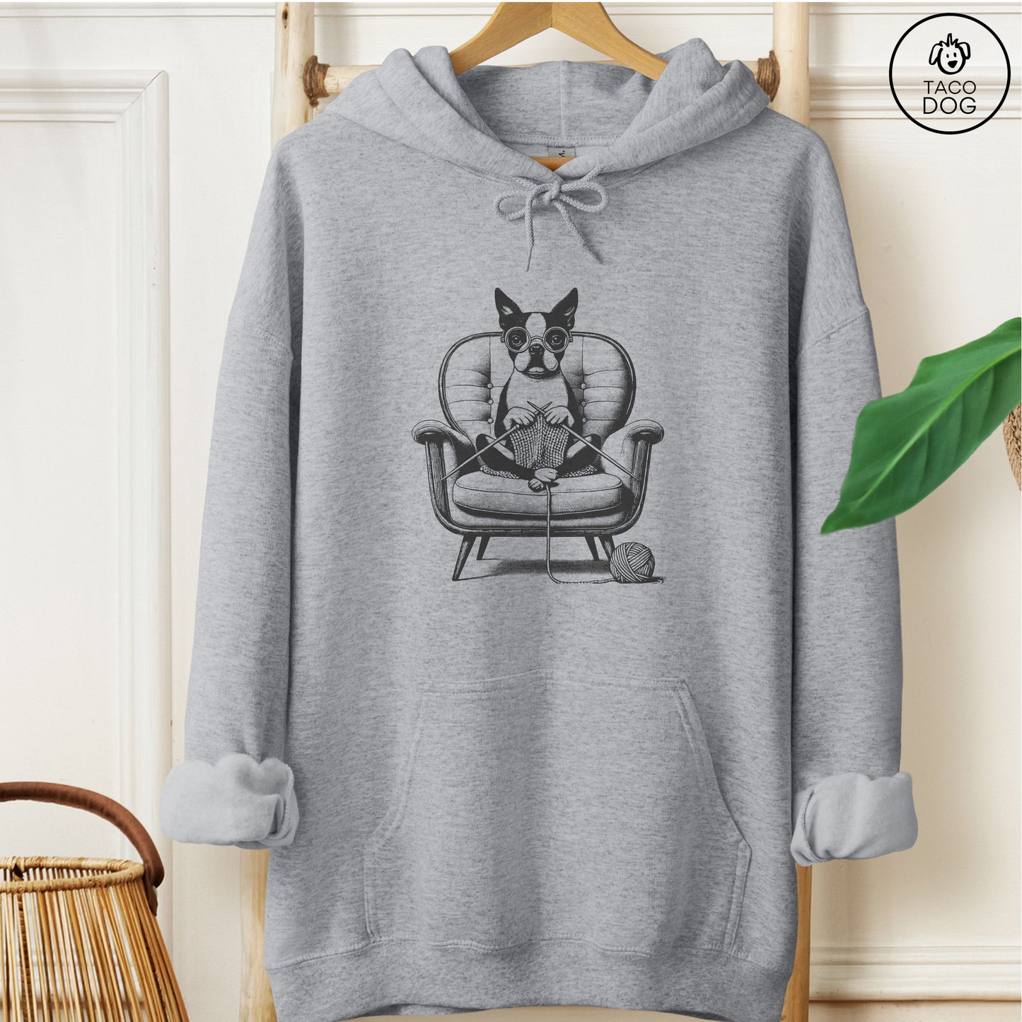 Boston Terrier Knitting Hoodie