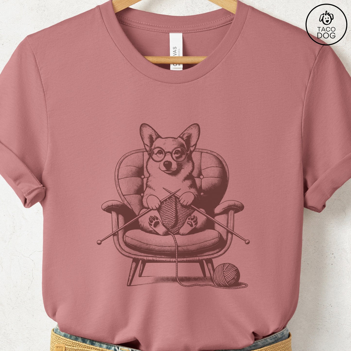 Corgi Knitting T-Shirt