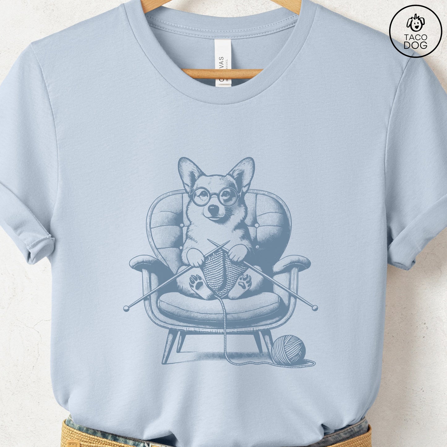 Corgi Knitting T-Shirt