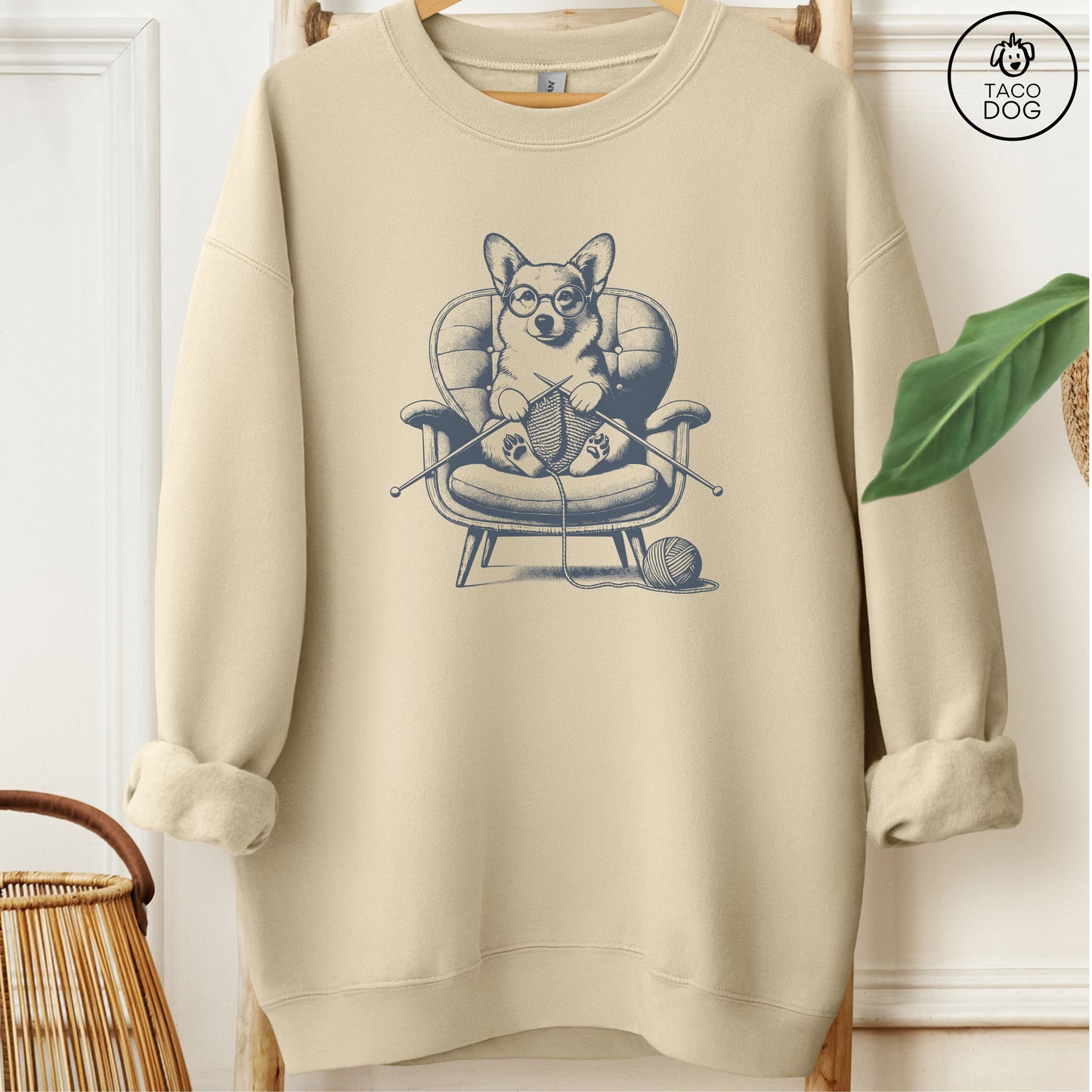 Corgi Knitting Sweatshirt