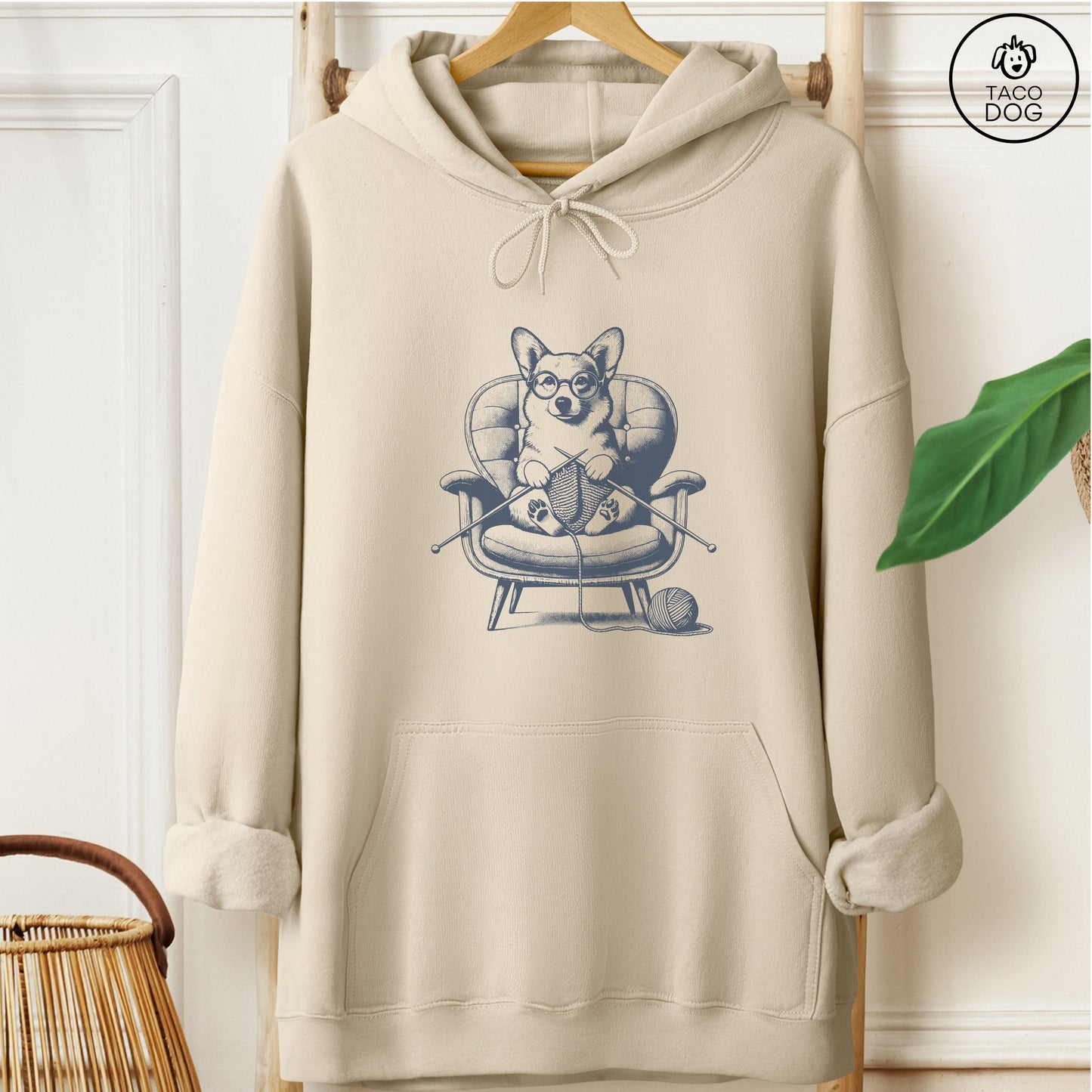Corgi Knitting Hoodie