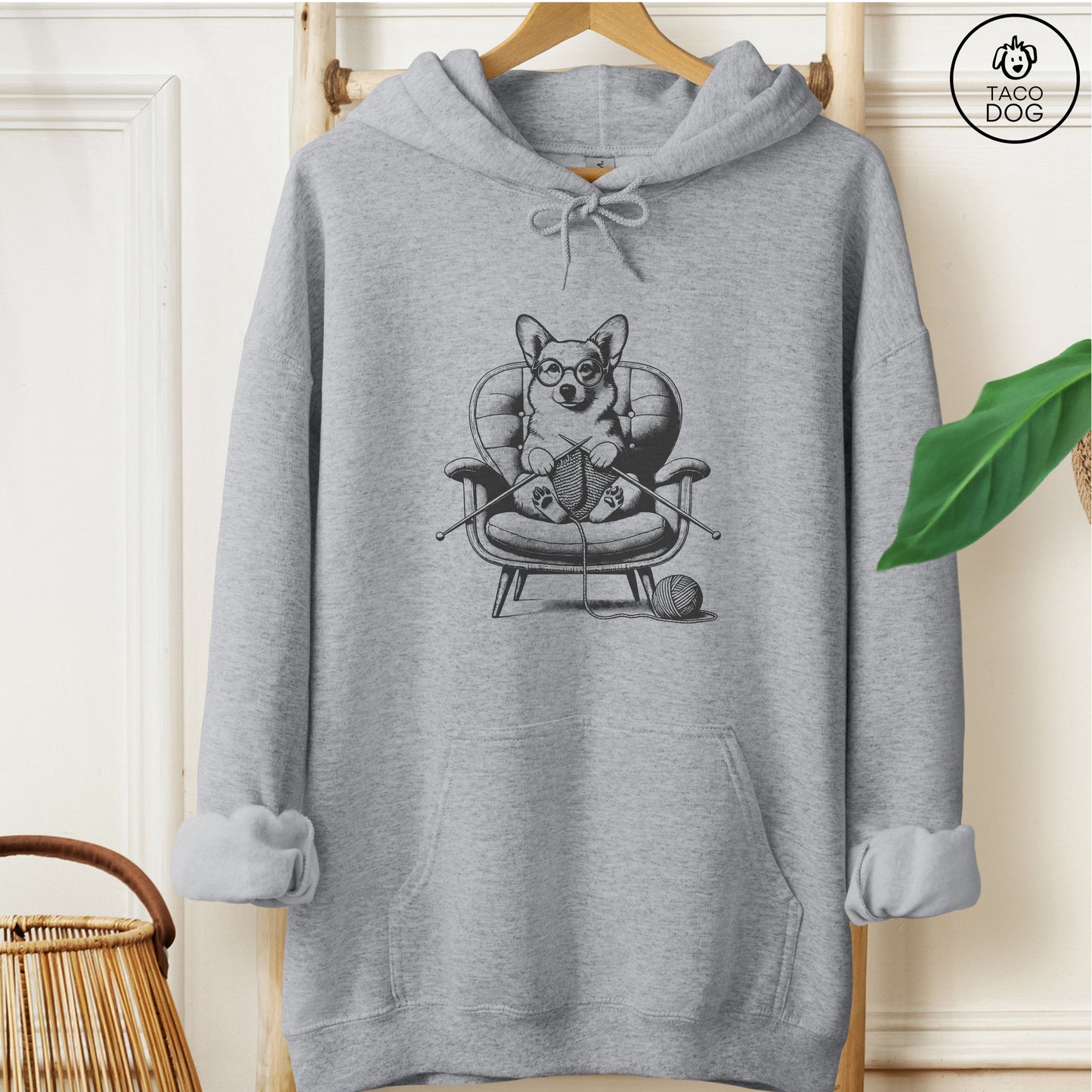 Corgi Knitting Hoodie