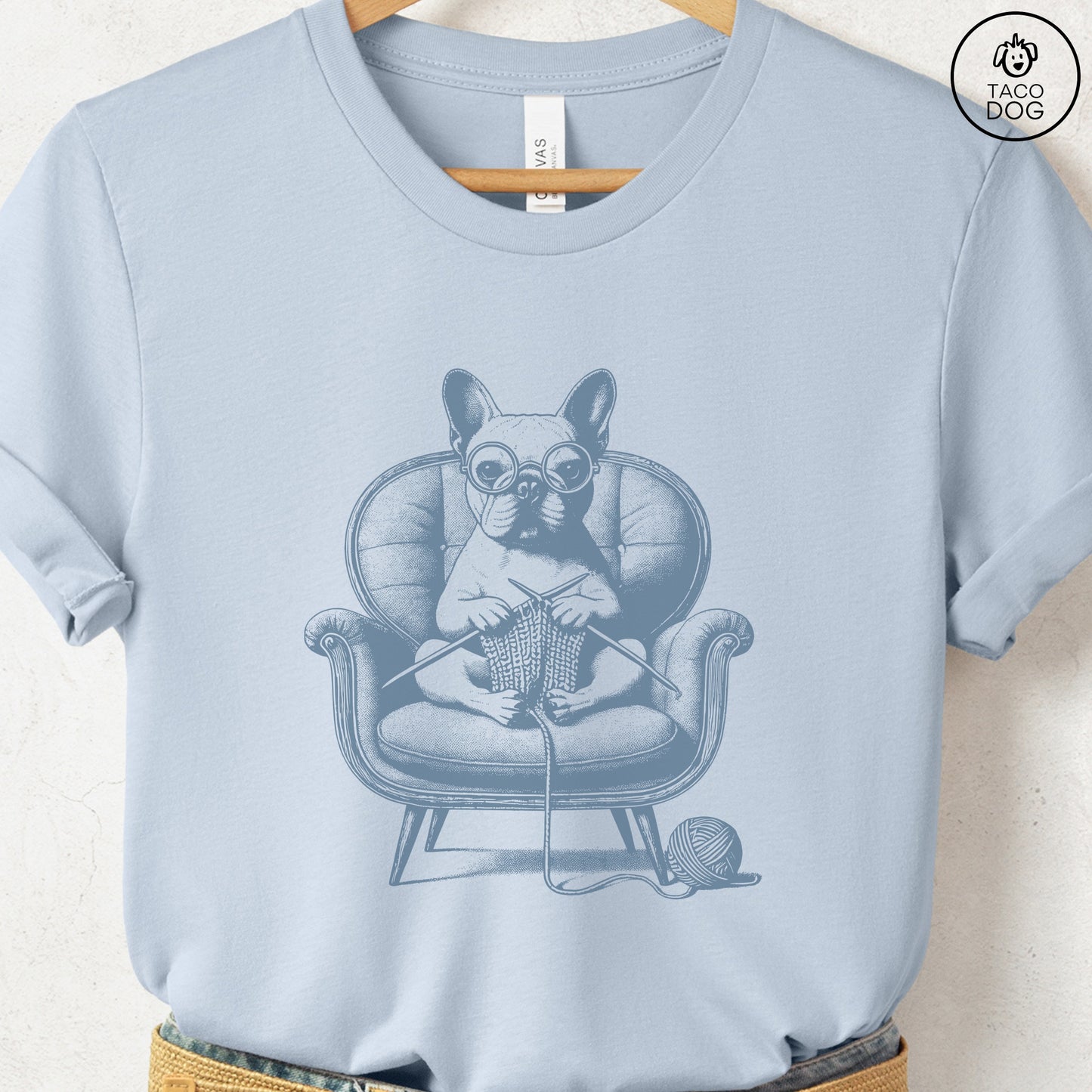French Bulldog Frenchie Knitting T-Shirt
