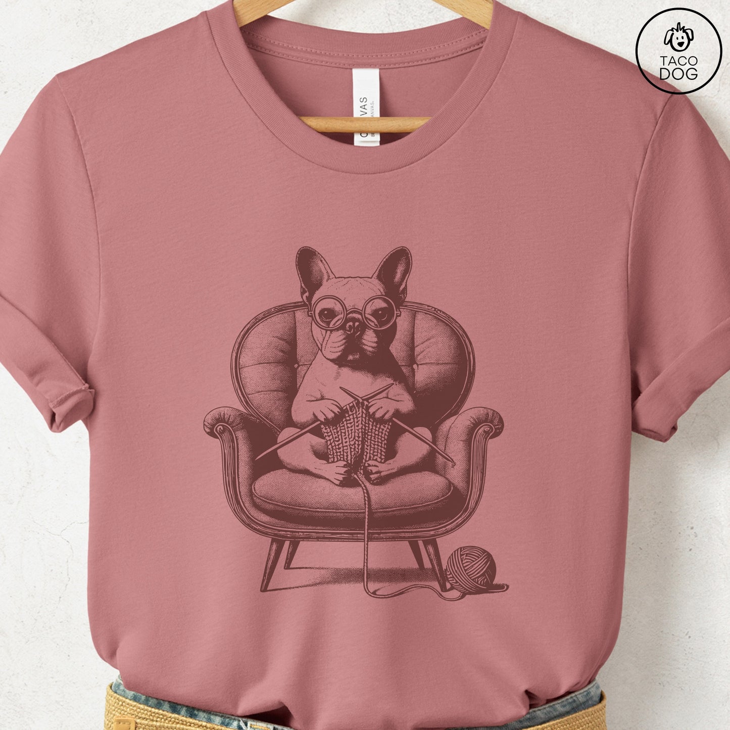 French Bulldog Frenchie Knitting T-Shirt