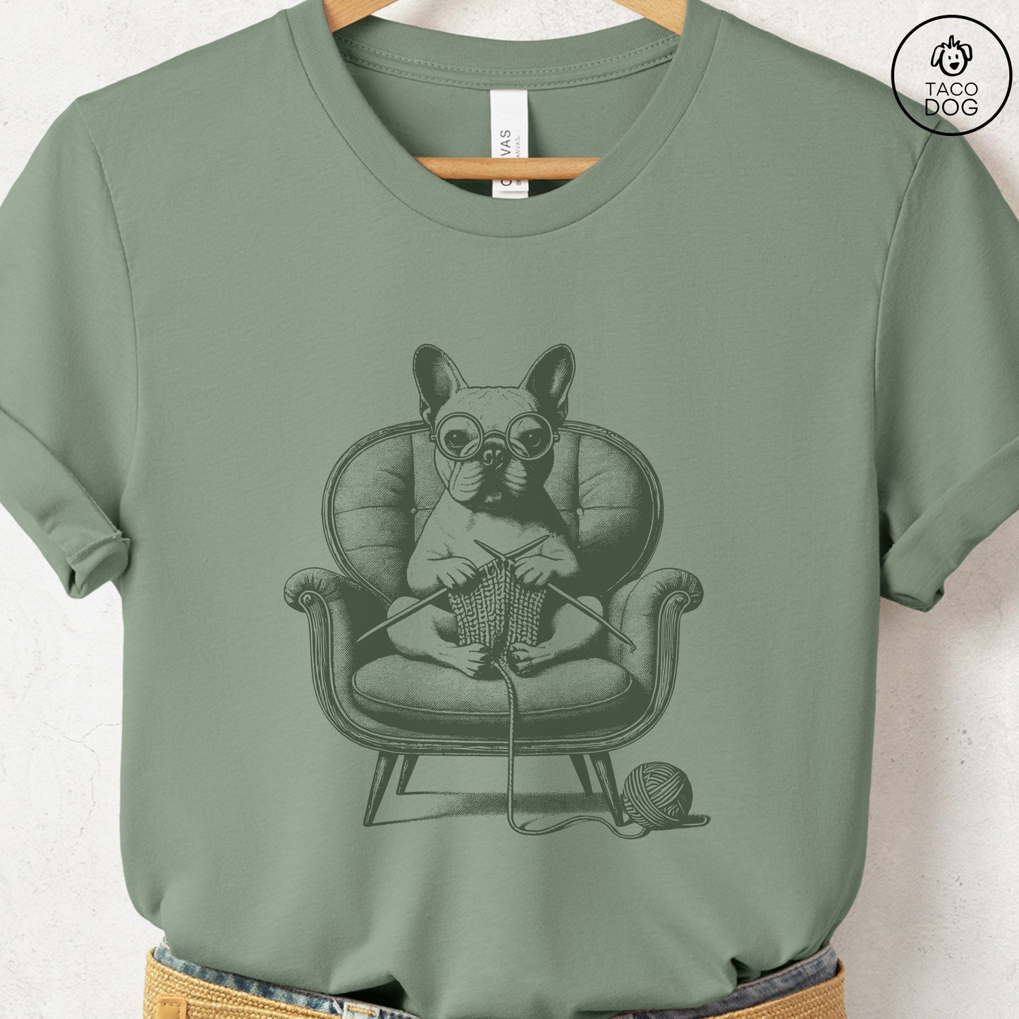 French Bulldog Frenchie Knitting T-Shirt