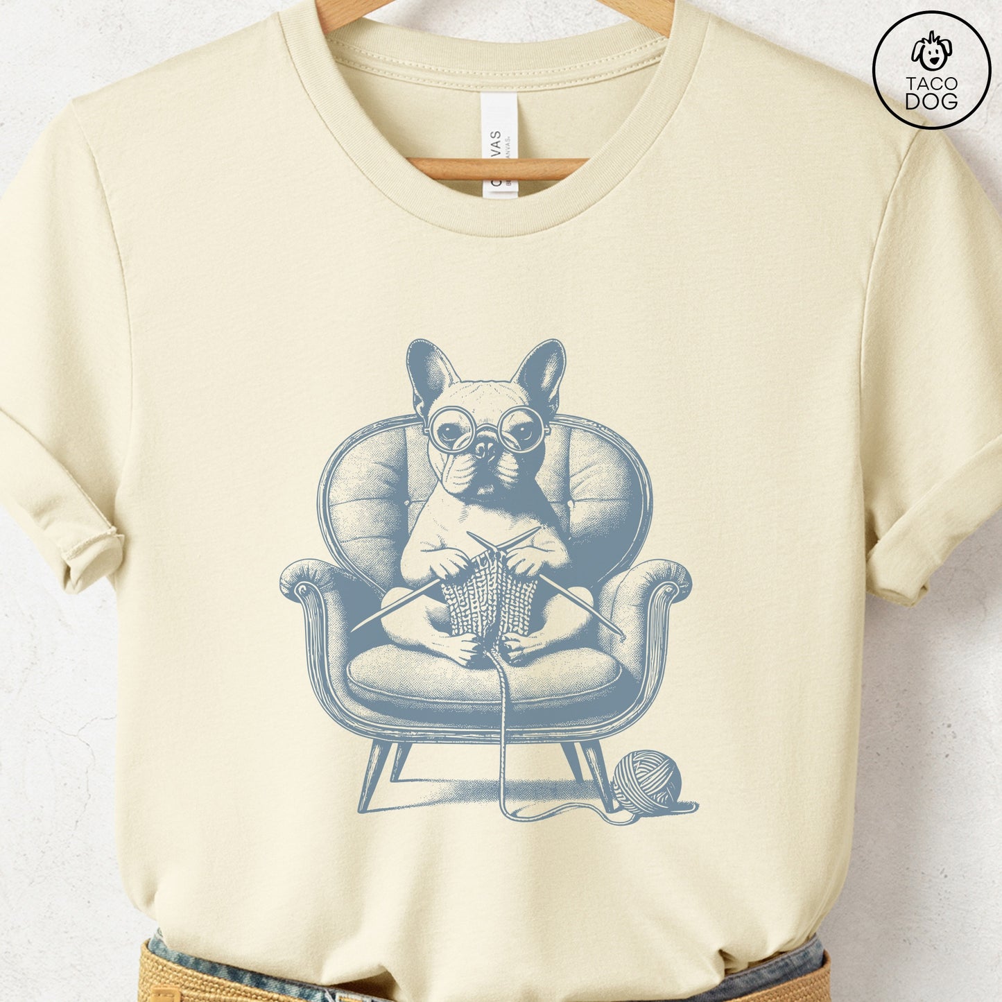 French Bulldog Frenchie Knitting T-Shirt