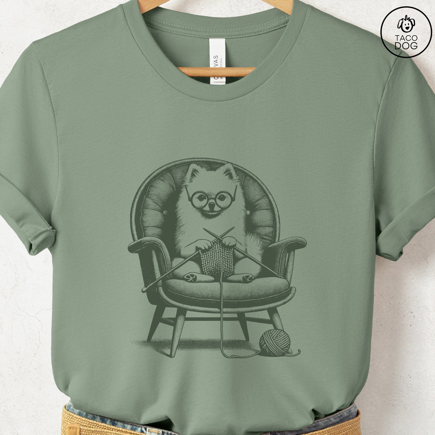 Pomeranian Knitting T-Shirt