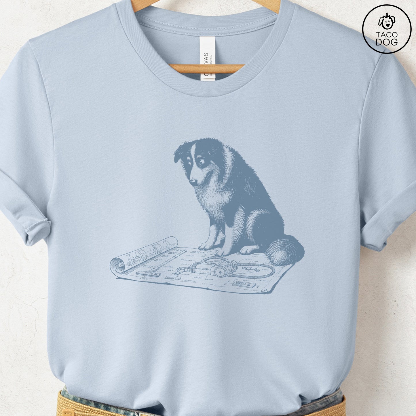 Australian Shepherd Aussie Vacuum Blueprint T-Shirt