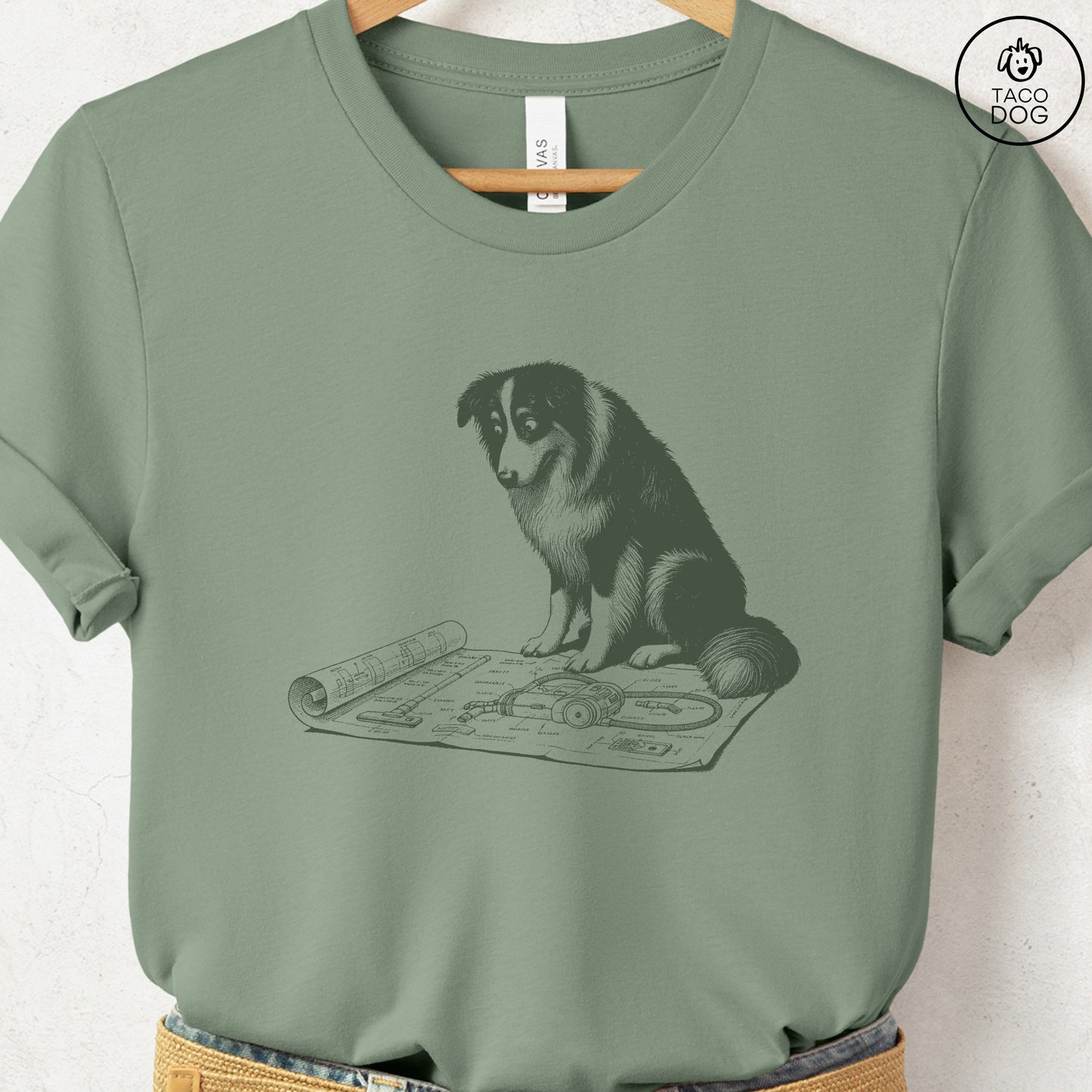 Australian Shepherd Aussie Vacuum Blueprint T-Shirt