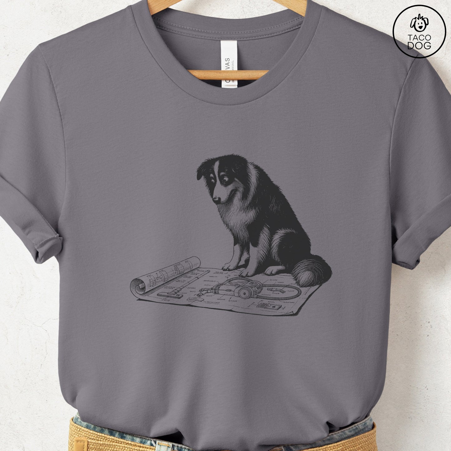 Australian Shepherd Aussie Vacuum Blueprint T-Shirt
