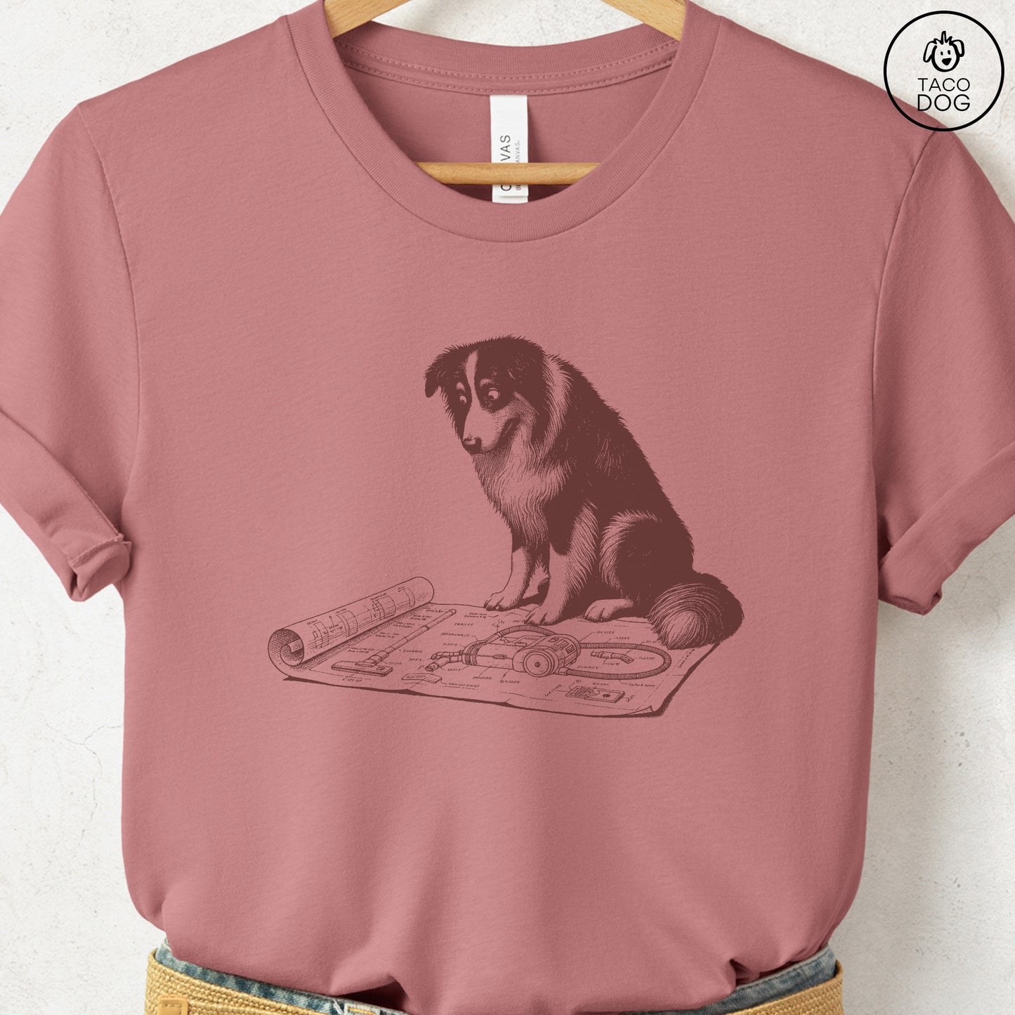 Australian Shepherd Aussie Vacuum Blueprint T-Shirt