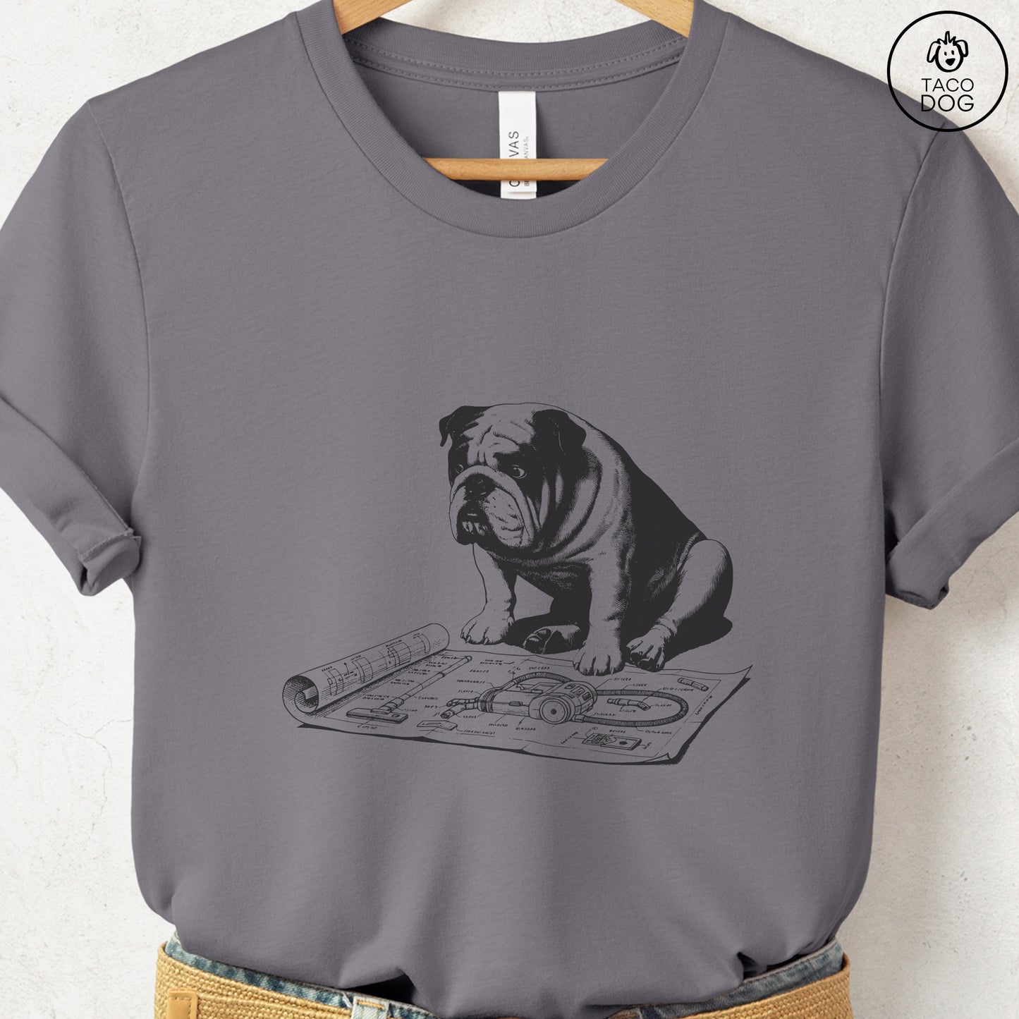 English Bulldog Vacuum Blueprint T-Shirt