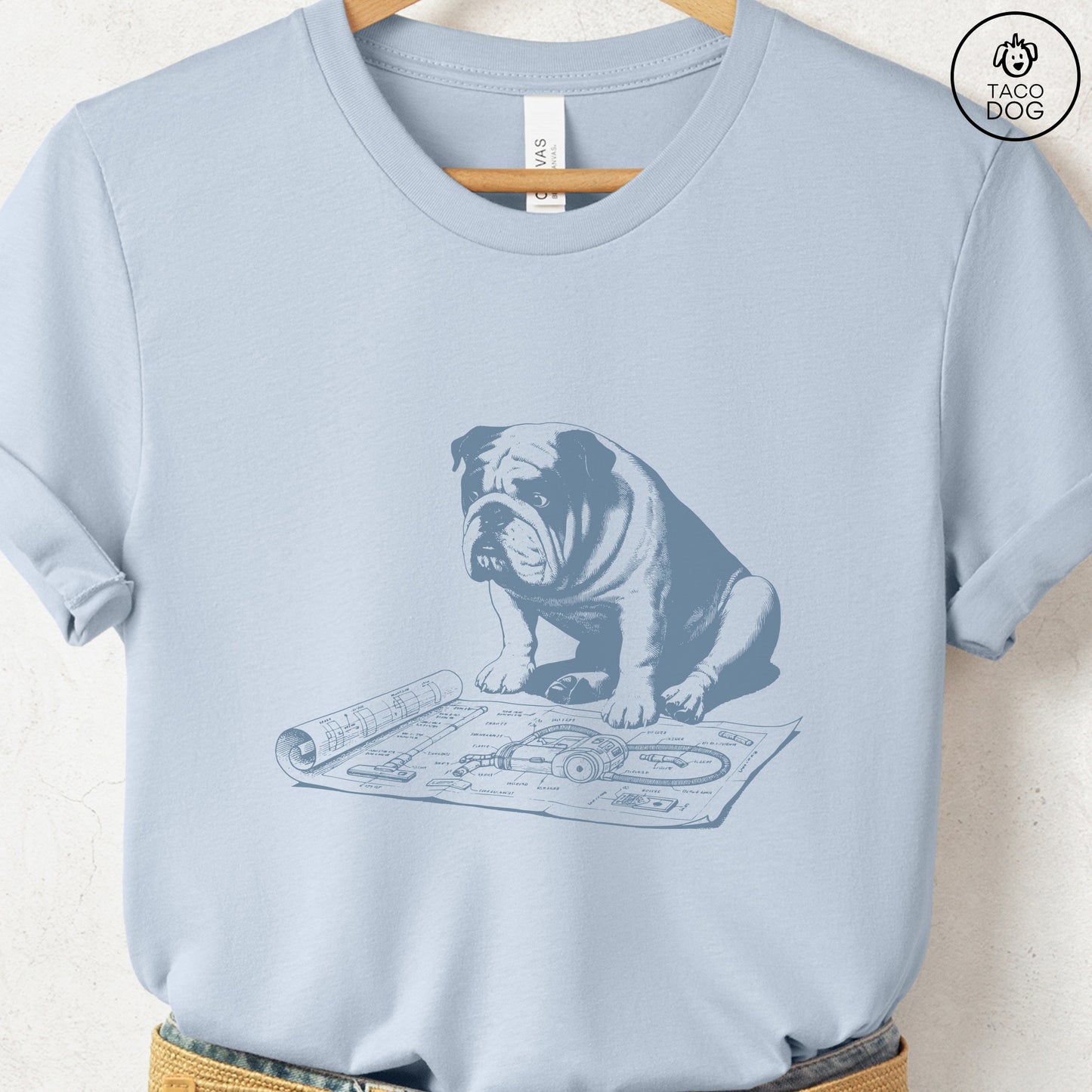 English Bulldog Vacuum Blueprint T-Shirt