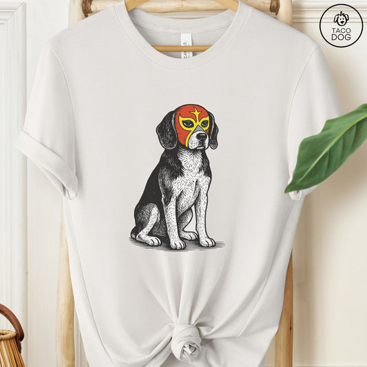 Beagle Luchador Tee Vintage White Taco-Dog