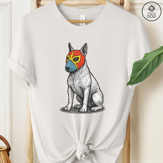 English Bull Terrier Luchador Tee Vintage White Taco-Dog