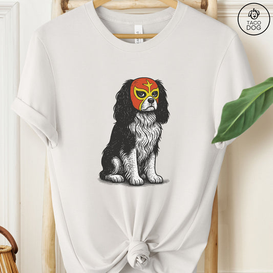 Cavalier King Charles Spaniel Luchador Tee Vintage White Taco-Dog