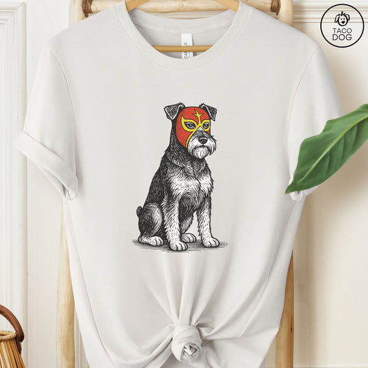 Schnauzer Luchador Tee Vintage White Taco-Dog