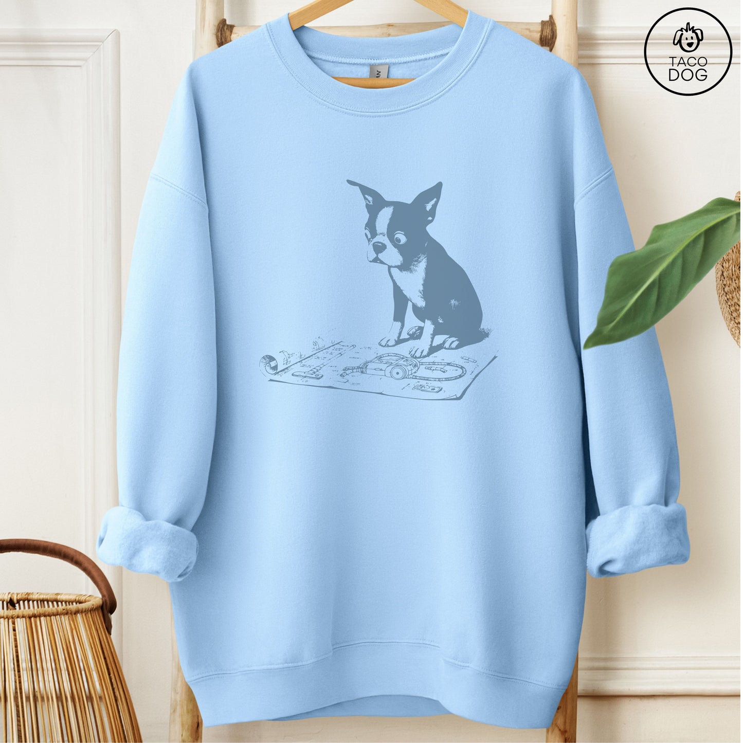 Boston Terrier Vacuum Blueprint Sweatshirt