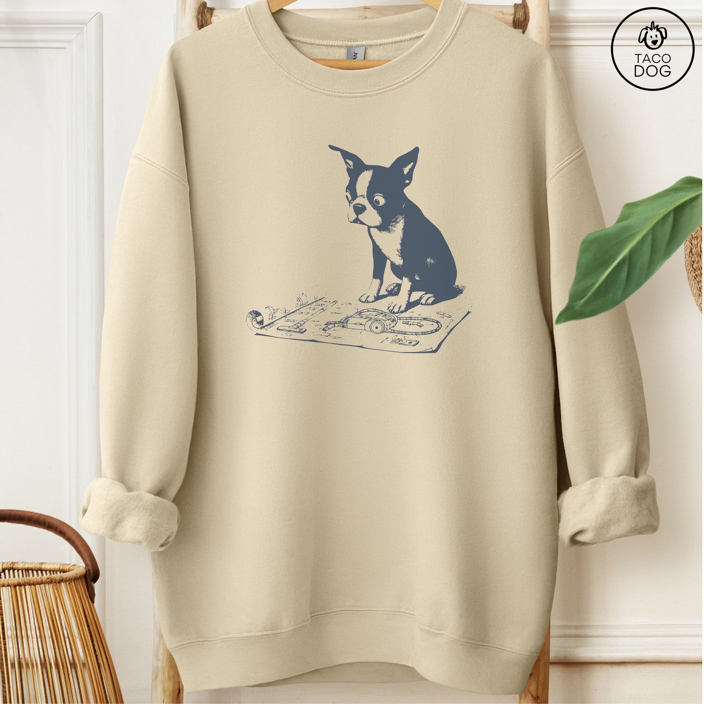 Boston Terrier Vacuum Blueprint Sweatshirt