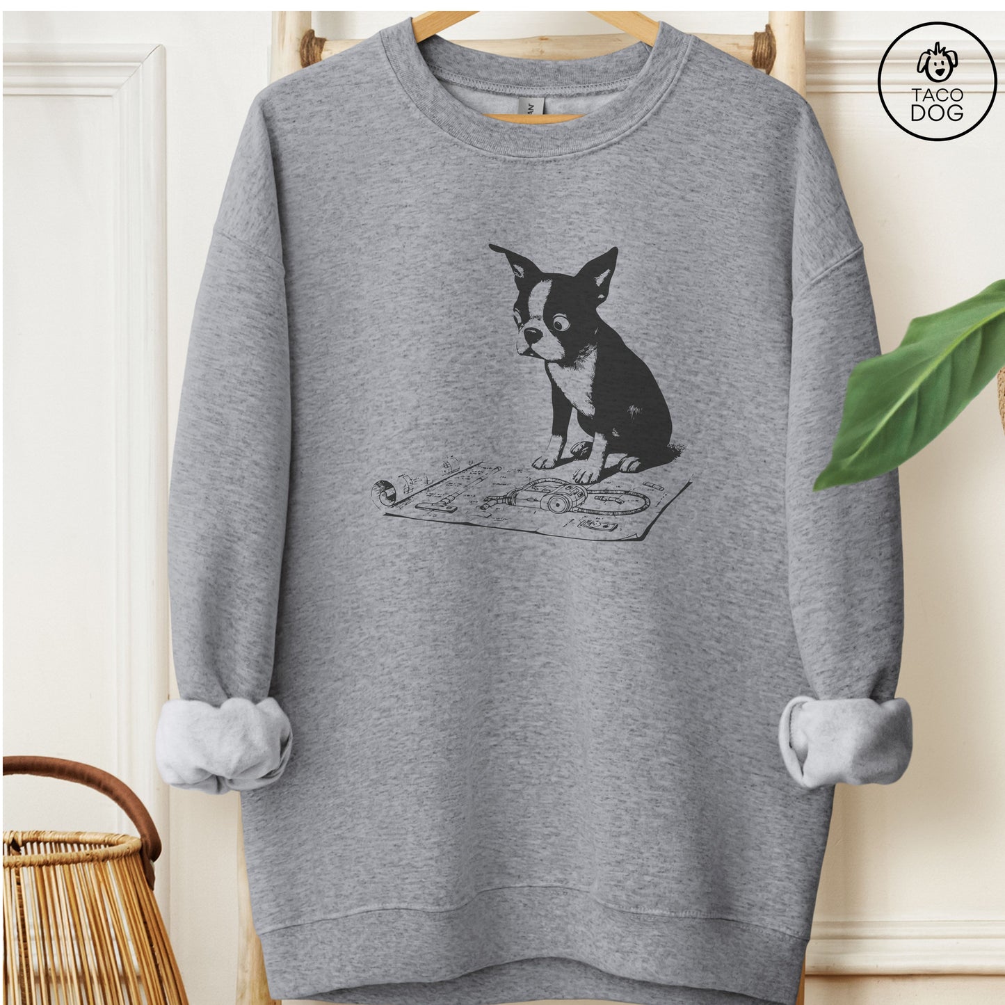 Boston Terrier Vacuum Blueprint Sweatshirt