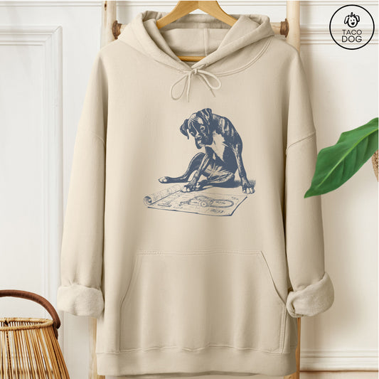 Boxer Dog Vacuum Blueprint Hoodie Sand Taco-Dog
