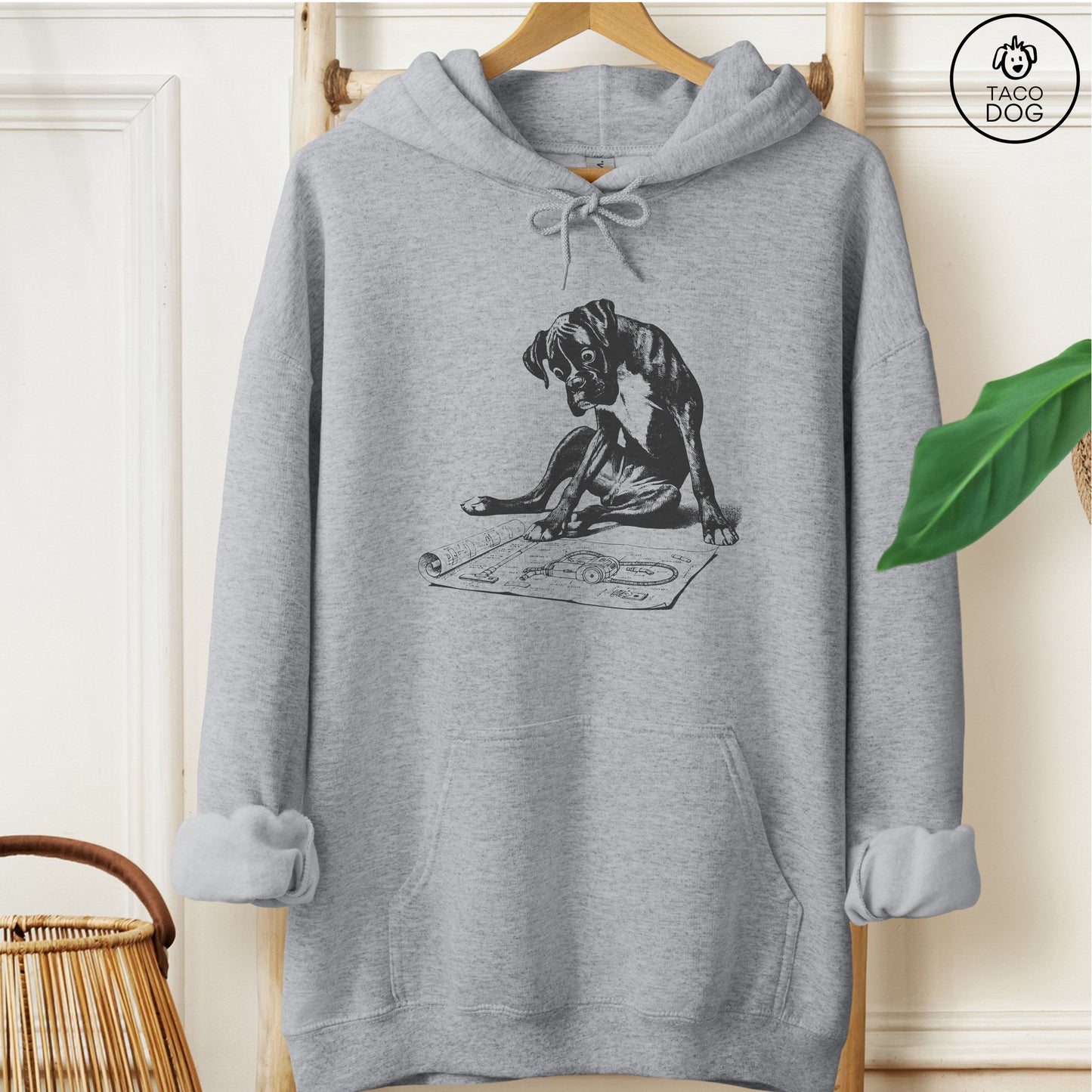 Boxer Dog Vacuum Blueprint Hoodie