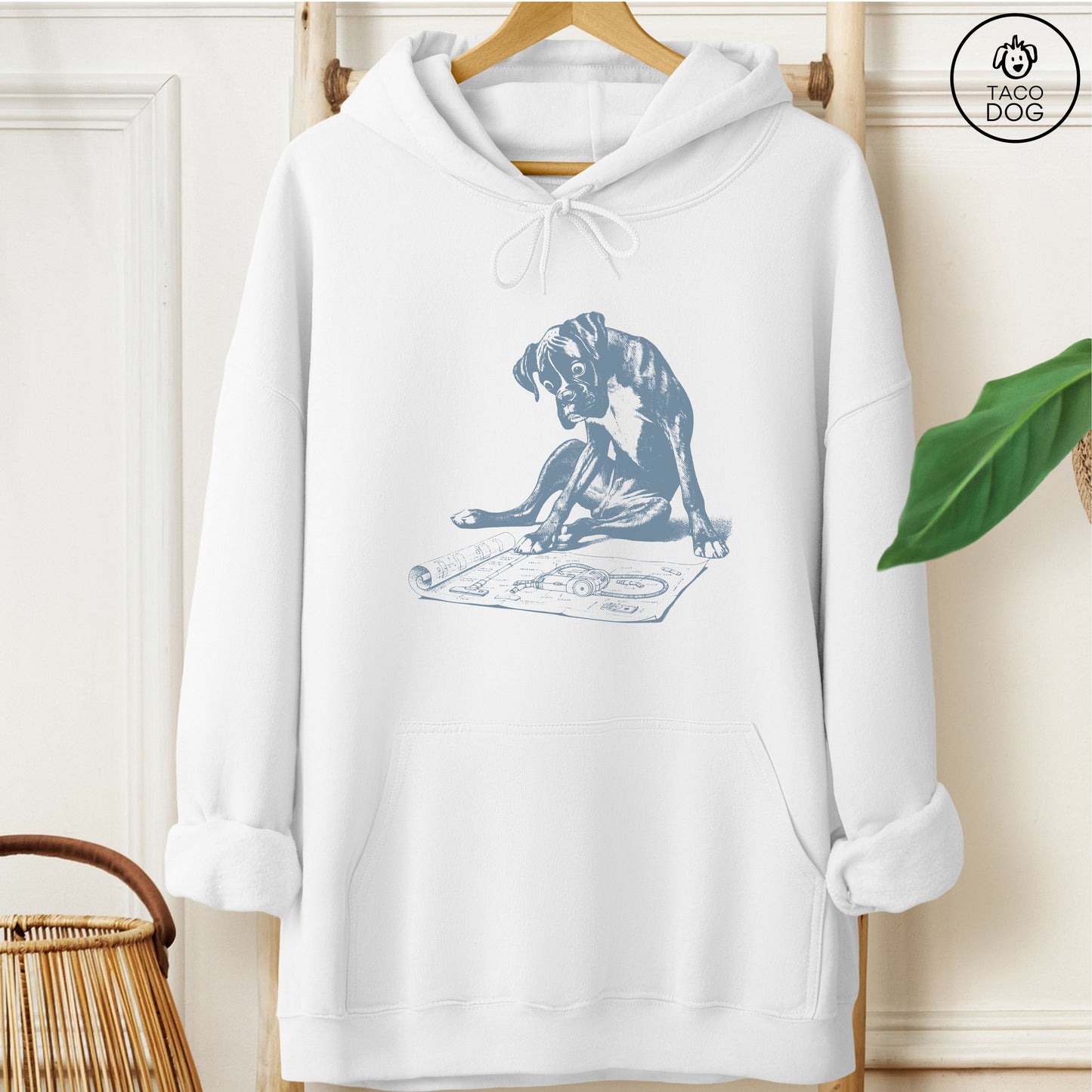 Boxer Dog Vacuum Blueprint Hoodie