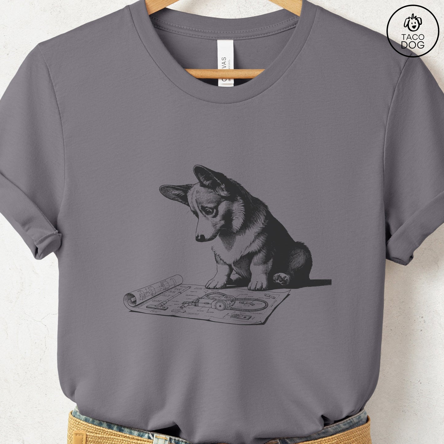 Corgi Vacuum Blueprint T-Shirt