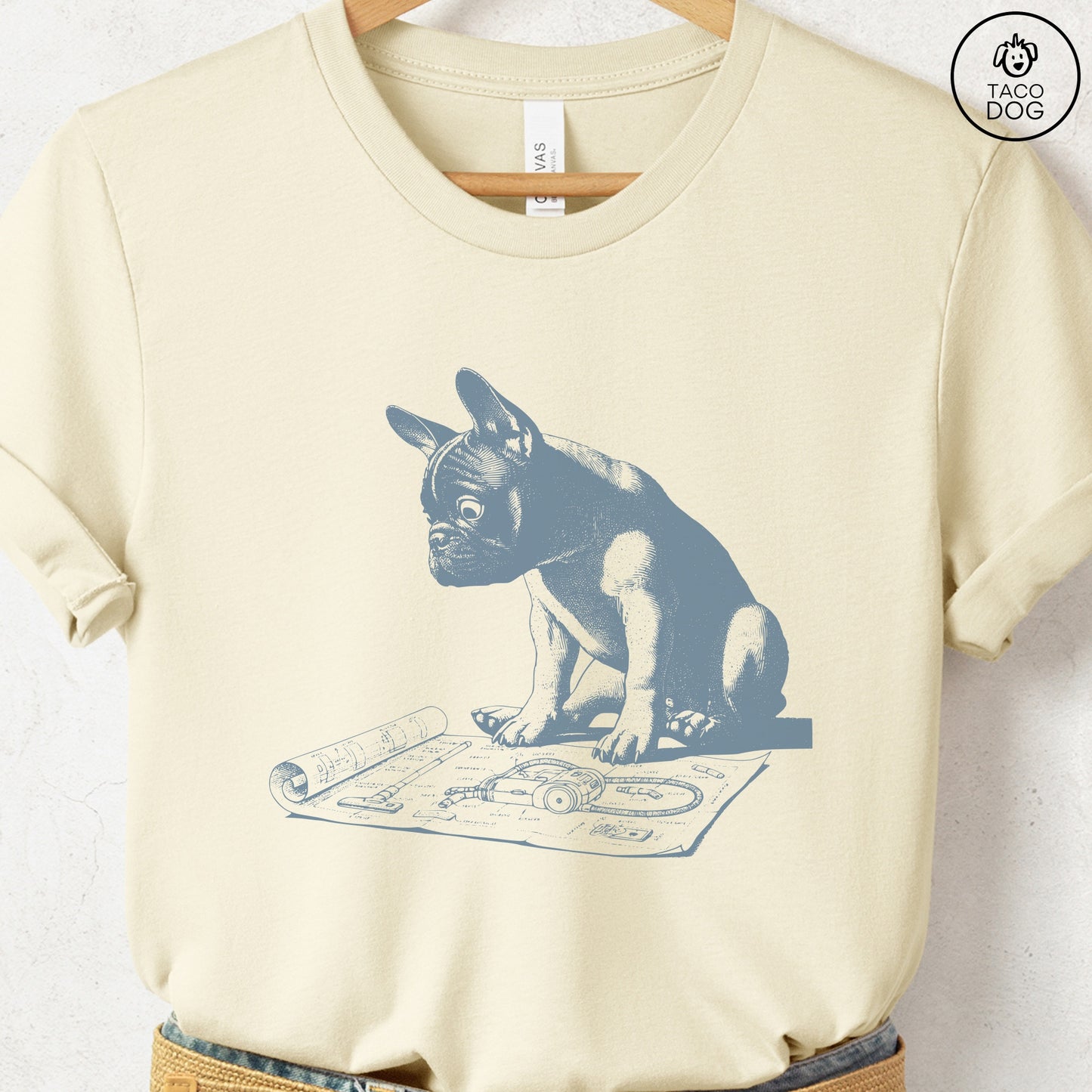 French Bulldog Frenchie Vacuum Blueprint T-Shirt