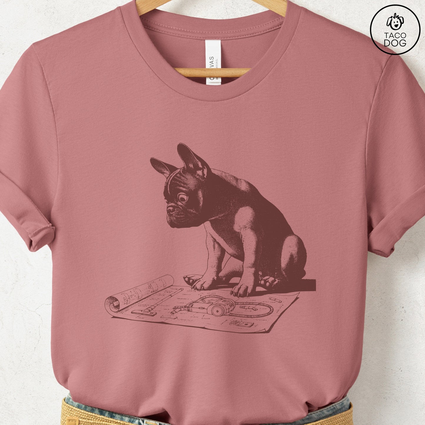 French Bulldog Frenchie Vacuum Blueprint T-Shirt