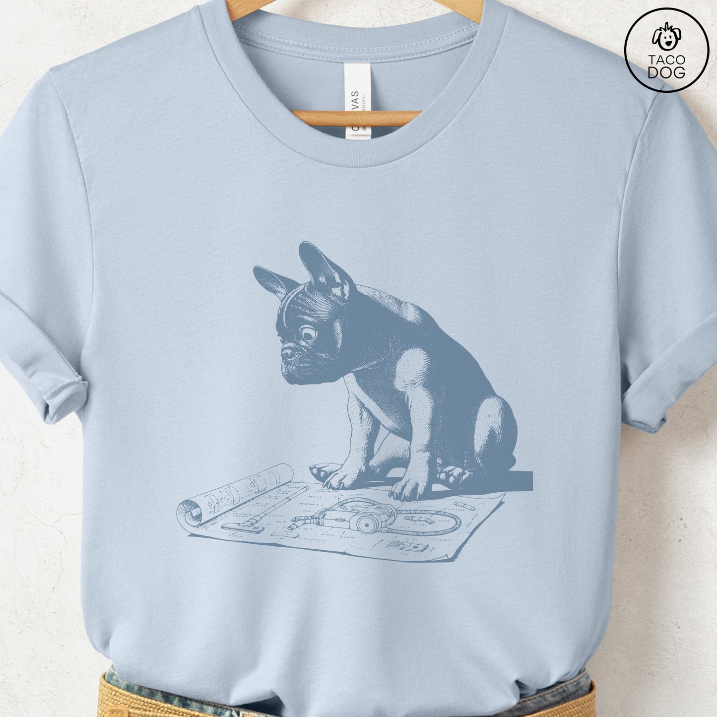 French Bulldog Frenchie Vacuum Blueprint T-Shirt