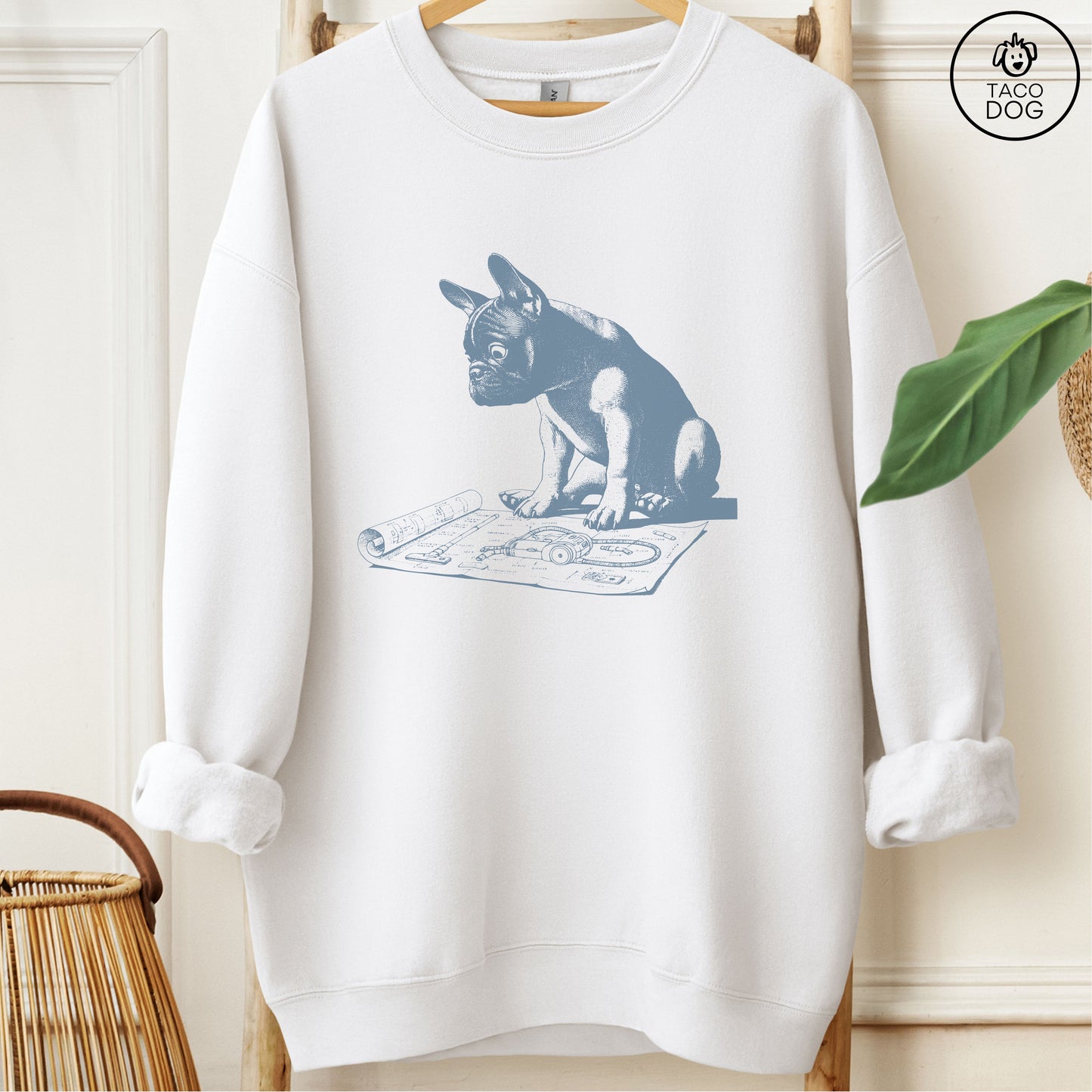 French Bulldog Frenchie Vacuum Blueprint Sweatshirt