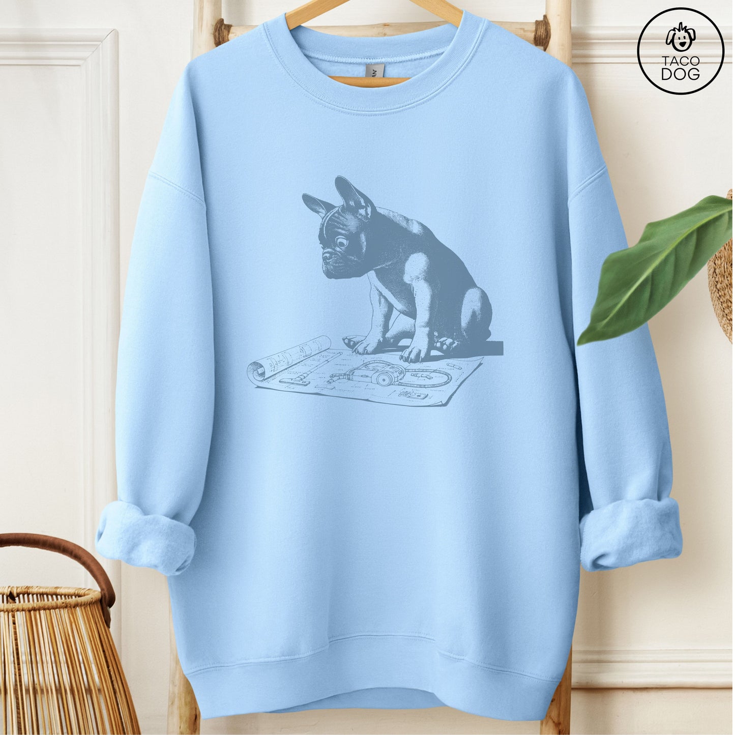 French Bulldog Frenchie Vacuum Blueprint Sweatshirt