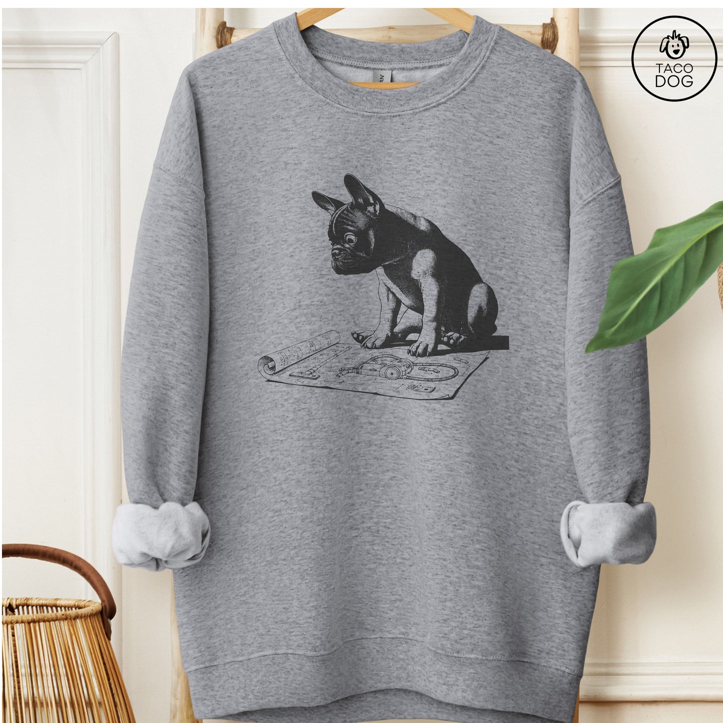 French Bulldog Frenchie Vacuum Blueprint Sweatshirt
