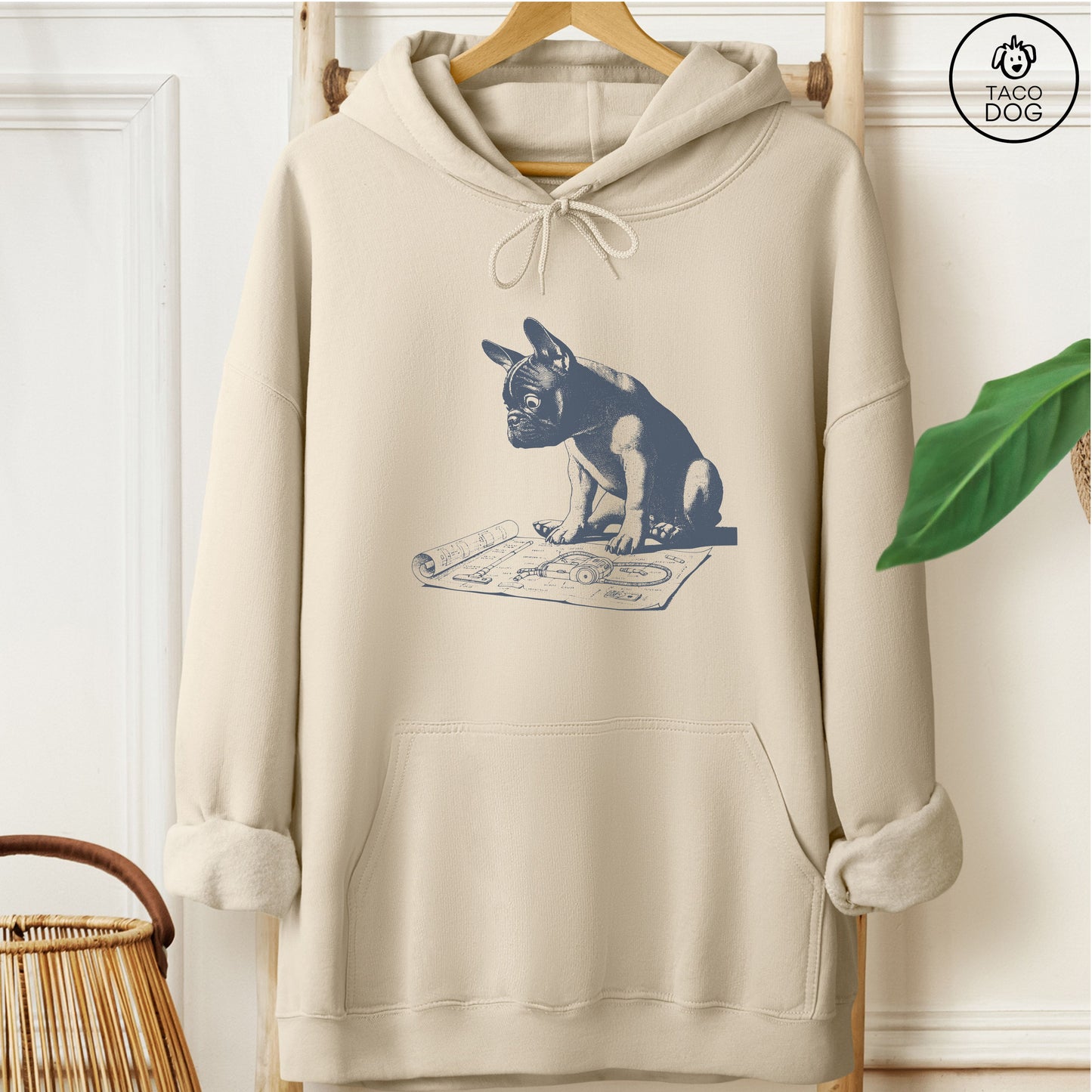 French Bulldog Frenchie Vacuum Blueprint Hoodie